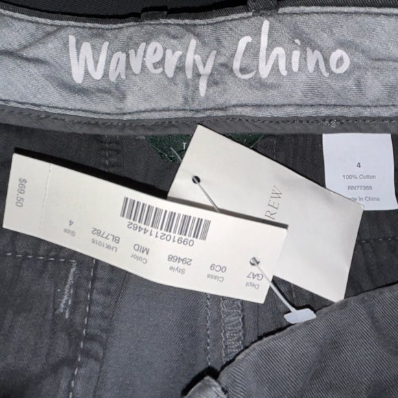 NWT $69 J.CREW Waverly Chino Gray Pants Size 4 - Picture 6 of 7